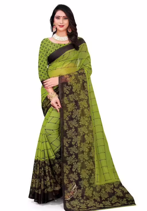 Aishani Pretty Green Printed Sarees