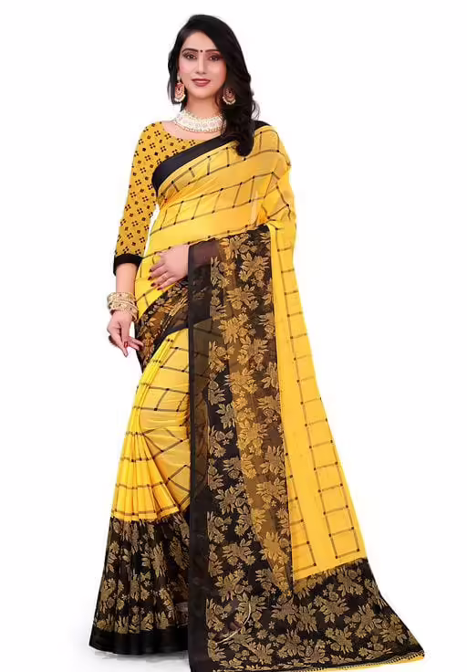 Aishani Pretty Yellow Printed Sarees