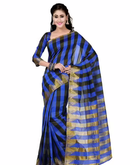 Jivika Blue Petite Cotton Silk Sarees