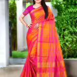 Aakarsha Alluring Orange Cotton Silk Sarees