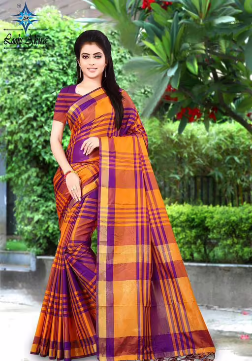 Aakarsha Purple Check Cotton Silk Sarees