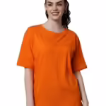 Orange Casual Oversized Round Neck Tshirt