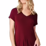 Trendy Maroon Women V-Neck Cotton Tshirt