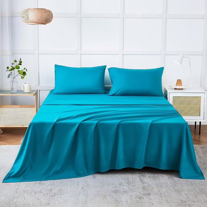 Seasons Bedsheet for Double Bed, (90x100 Inches, Teal)