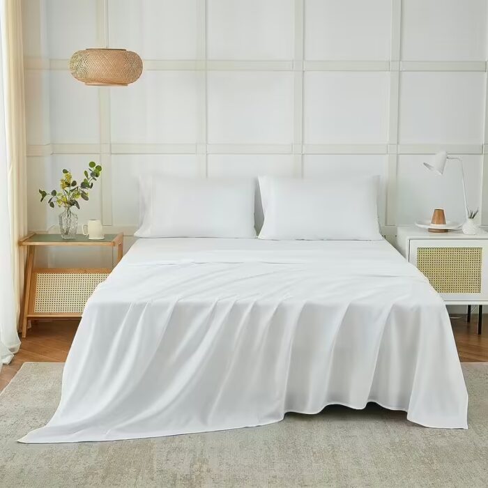 Seasons Bedsheet for Double Bed, (90x100 Inches, White Color)
