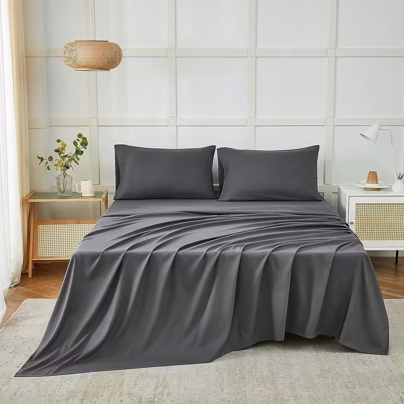 Seasons Bedsheet for Single Bed, (60x90 Inches, Dark Grey)