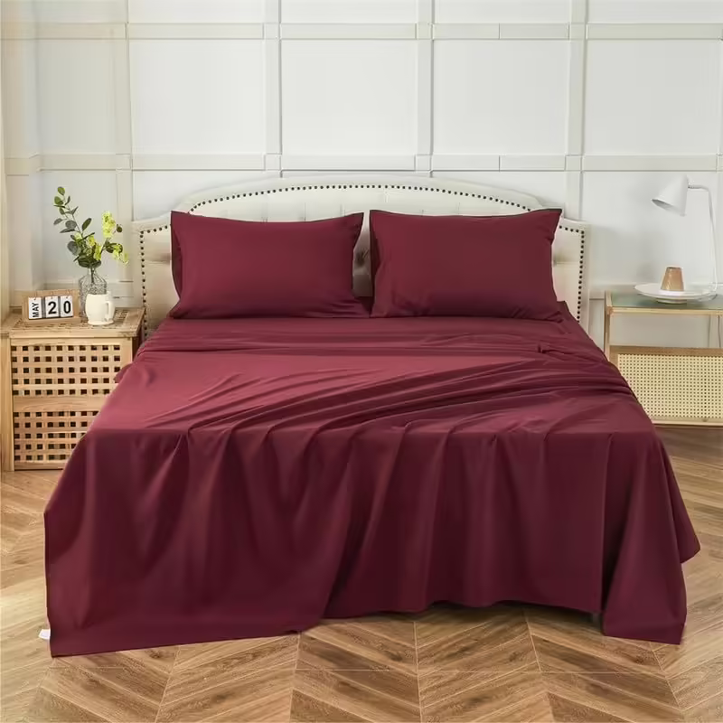 Seasons Bedsheet for Single Bed,  1 Pillow Cover, Maroon
