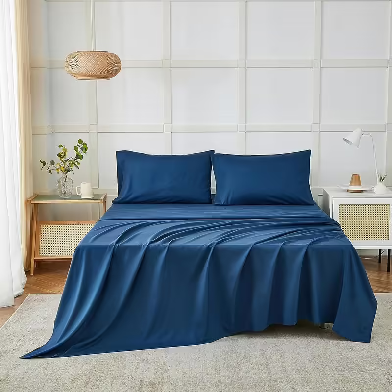 Seasons Bedsheet for Single Bed, 1 Pillow Cover, Navy Blue