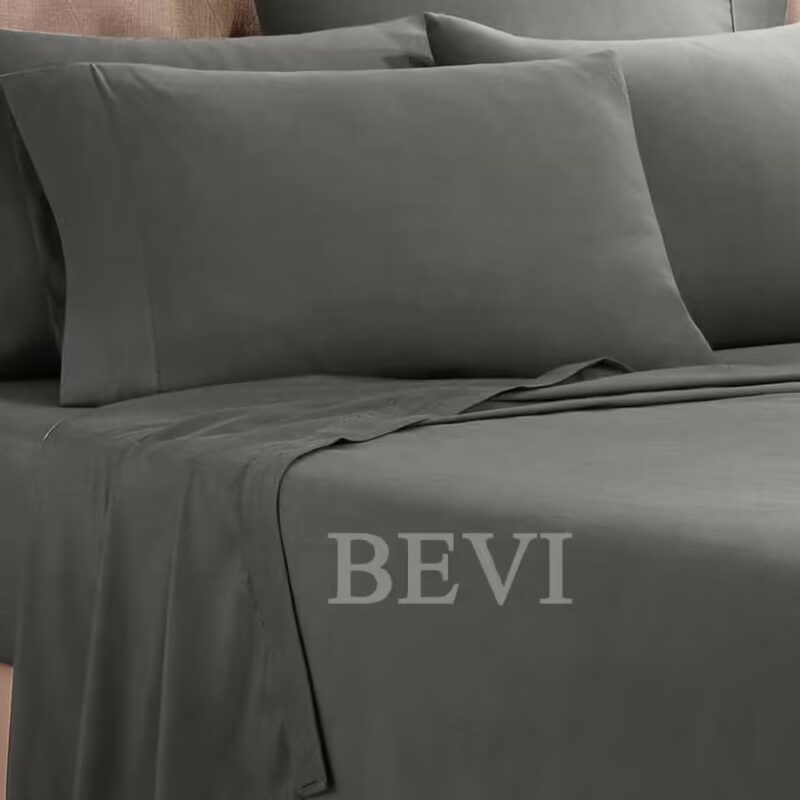 Seasons Double Bedsheet with 2 Pillow Cover Dark Grey