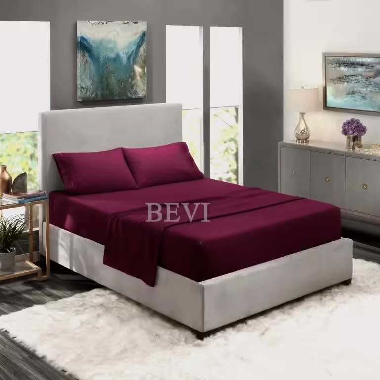 Seasons Double Bedsheet with 2 Pillow Cover Size,Wine