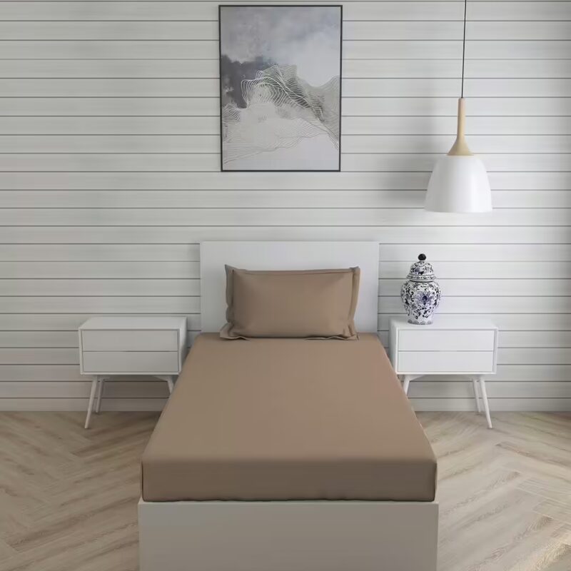 Seasons Plain Bedsheet For Single Bed with 1 Pillow Cover, Brown