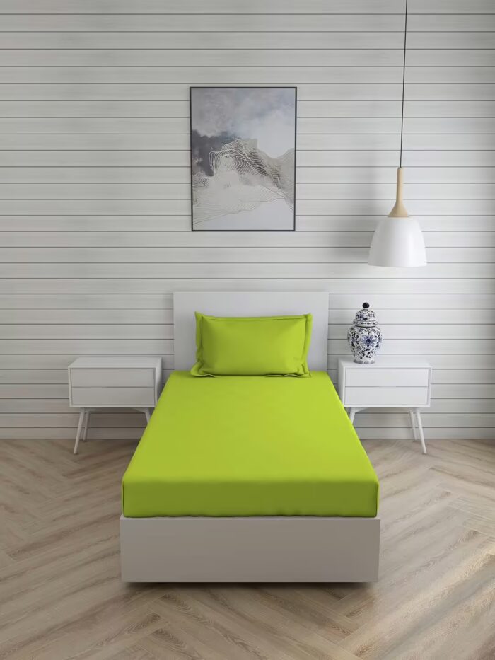 Seasons Plain Bedsheet for Single Bed, 1 Pillow Cover, Neon