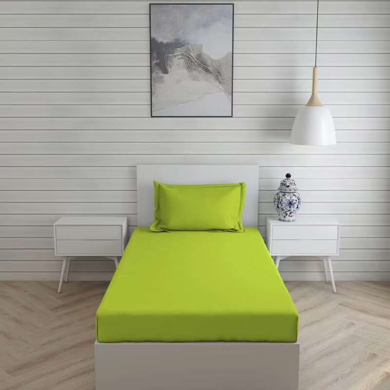 Seasons Plain Bedsheet for Single Bed, 1 Pillow Cover, Neon
