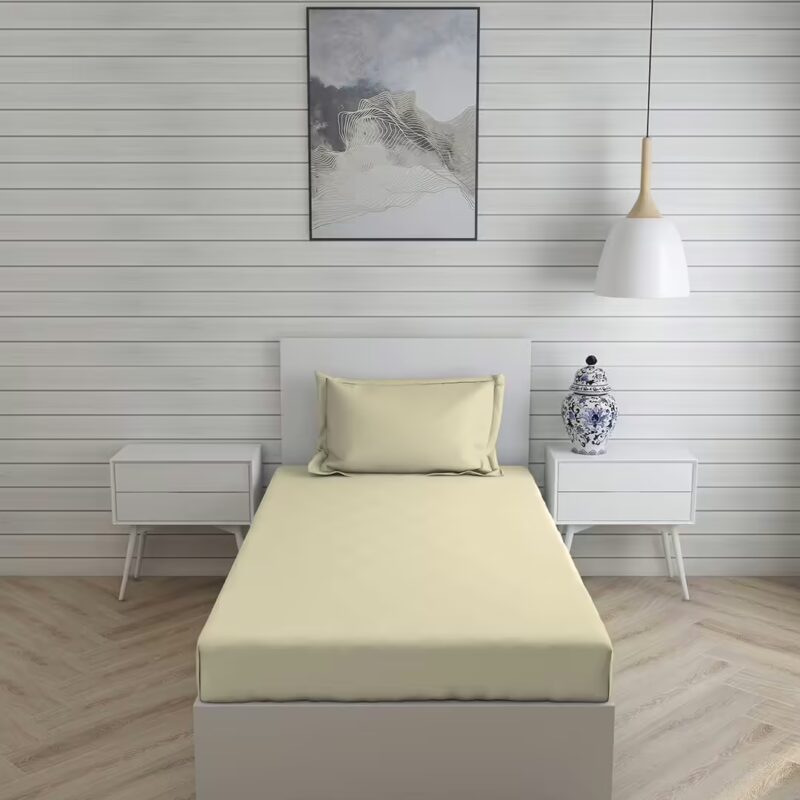 Seasons Plain Bedsheet for Single Bed with 1 Pillow Cover, Ivory