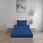 Seasons Royal Blue Bedsheet For Single Bed, 1 Pillow Cover