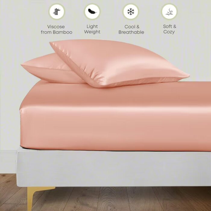 Seasons Rose Gold Silk Bedsheet Deep Pocket with Pillowcase