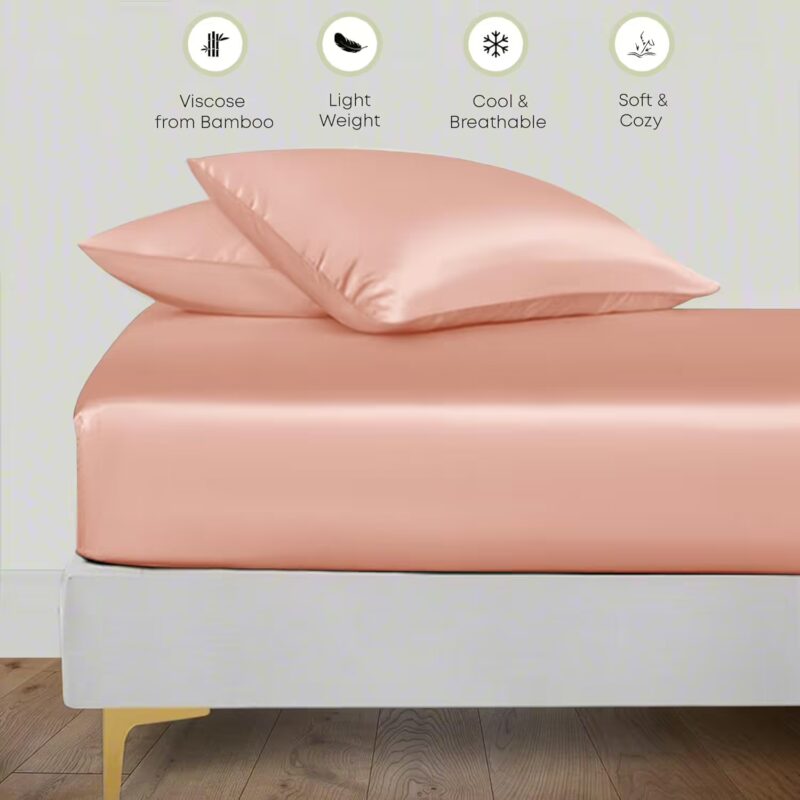 Seasons Rose Gold Silk Bedsheet Deep Pocket with Pillowcase