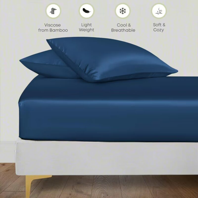 Seasons Silk Navy Blue Colour Bedsheet with Deep Pocket