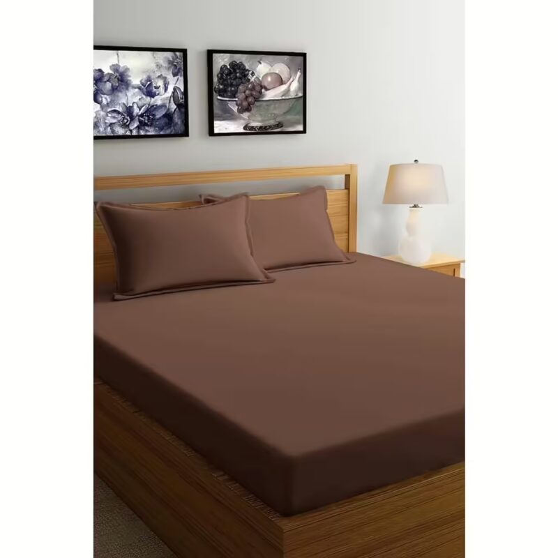 Seasons Double Bedsheet with 2 Pillow Covers, Brown