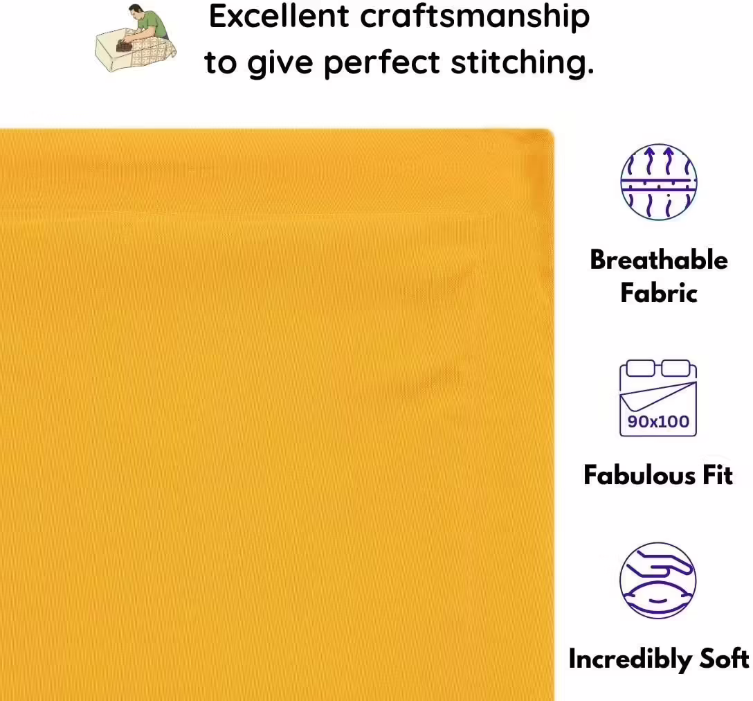 Seasons Double Bedsheet with 2 Pillow Covers, Yellow