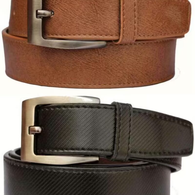 Black Formal Single Belt ForMen (Pack of 2)