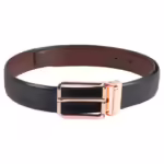 Black Leather Reversible Formal Belt for Men