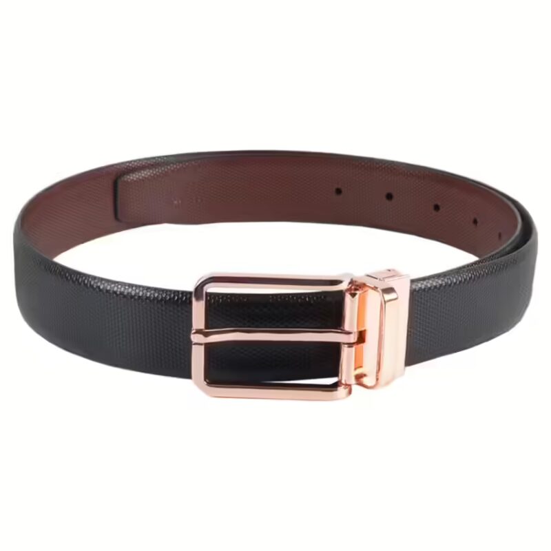 Black Leather Reversible Formal Belt for Men