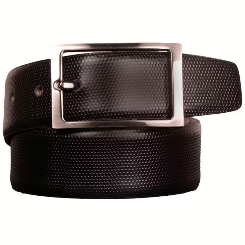 Black Leather Auto Lock Buckle Belt for Men