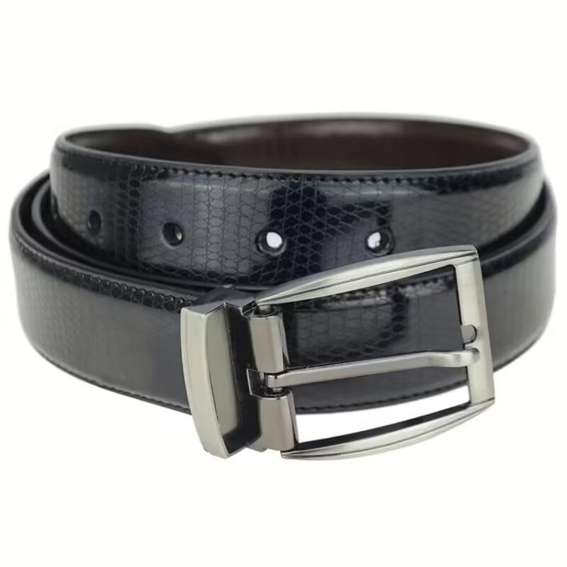 Black and Brown Leather Reversible Formal Belt for Men