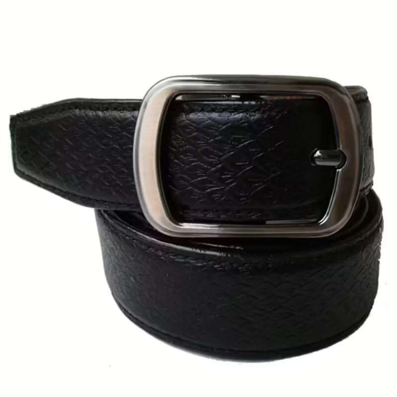 Black Leather Formal Belt For Men