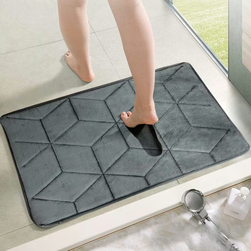 Seasons Foam Bath Mat Rug, Ultra Soft and Non-Slip Bathroom Rugs, Water Absorbent and Machine Washable Bath Rug for Bathroom, Shower, and Tub, 16" x 24" (Grey)