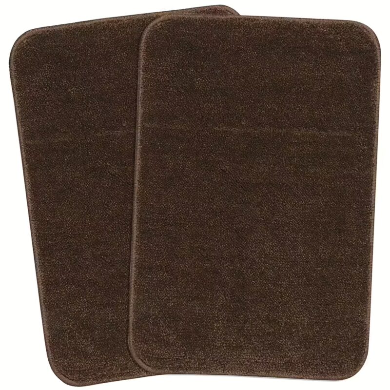 Seasons Solid Modern Rectangular Bathmat (Brown, Microfiber, 35X50 Cm)