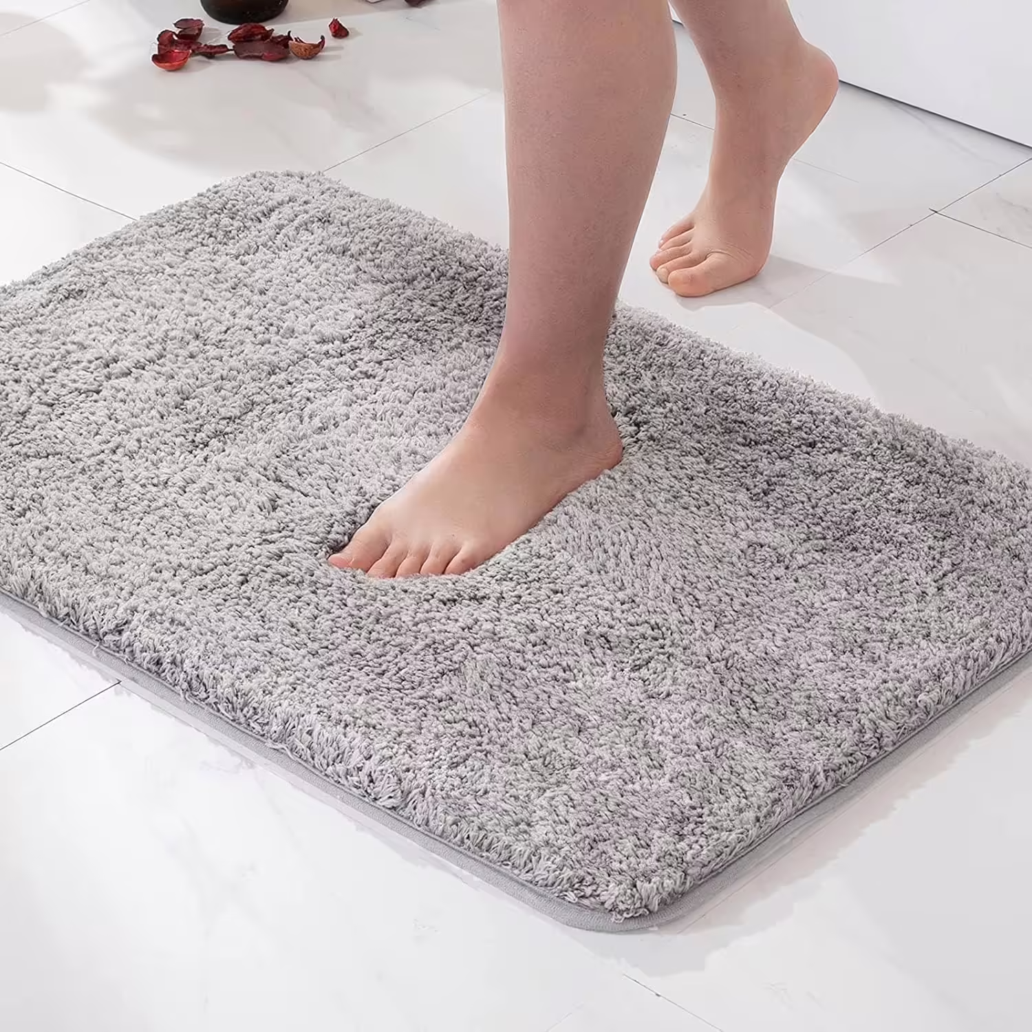 Seasons Microfiber Anti-Slip Bathmat Set Super Absorbent Floor Door Mat Non-Slip Quick Dry Rugs Water Absorbing Bathroom Mat Door Mat for Home Bathroom Kitchen Size - 60 x 40CM (Grey)