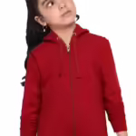 Girl's Cotton Maroon Hooded Sweatshirt