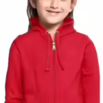 Girl's Cotton Red Hooded Sweatshirt