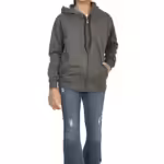 Girl's Full Sleeves Zip Grey Hooded