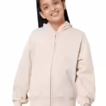 Girl's Oversized Light Beige Hooded