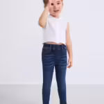 Girls Regular Fit Oxford Blue Jeans