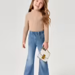 Girls Regular Fit Tufts Blue Jeans
