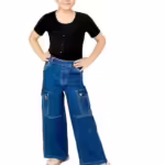 Girls Comfort Fit Cargo Dark Blue Jeans