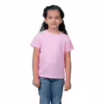 Girls Cotton Round Neck Light Pink T-shirt