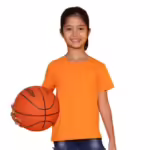 Girls Cotton Round Neck Orange T-shirt