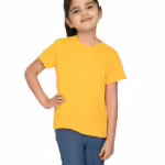Girls Half Sleeves Yellow T-shirt