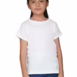 Girls Round Neck White T-shirt