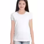 Girls Plain Casual White T-Shirt