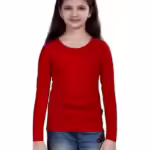 Girls Round Neck Red T-Shirt