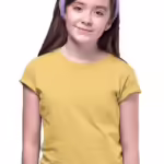 Girls Regular Fit Mustard T-Shirt
