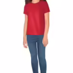 Girls Plain Cotton Red T-Shirt