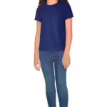 Girls Plain Cotton Dark Blue T-Shirt