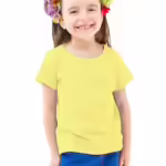 Girls Half Sleeves Yellow T-Shirt